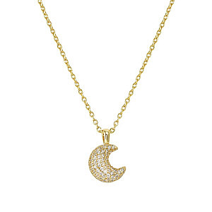 Lifepoetry Collier, Lune, Pavé blanc, 49 cm, plaqué or