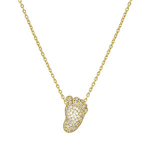 Lifepoetry Halskette, Fuss, Pavé weiss, 49 cm, vergoldet