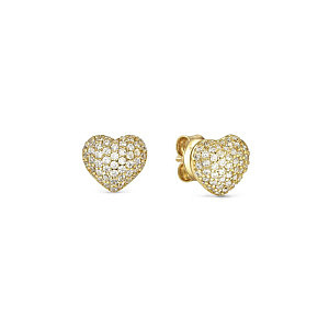 Lifepoetry Orecchini, Cuore, Pavé bianchi, placcato oro
