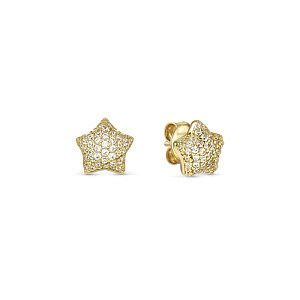 Lifepoetry Orecchini, Stella, Pavé bianchi, placcato oro