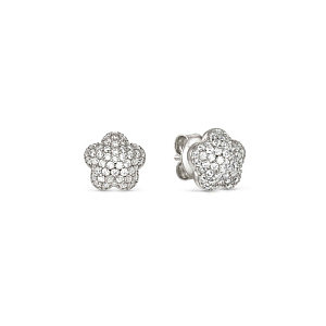 Lifepoetry Boucles d'oreilles, Fleur, Pavé blanc