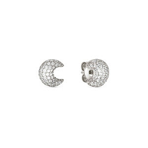 Lifepoetry Boucles d'oreilles, Lune, Pavé blanc