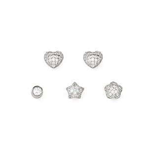 Lifepoetry Boucles d'oreilles, Set de 5 motifs, Pavé blanc
