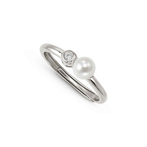 Pearls Loop Bague, Rond, Perle blanche, One Size: 11 - 17
