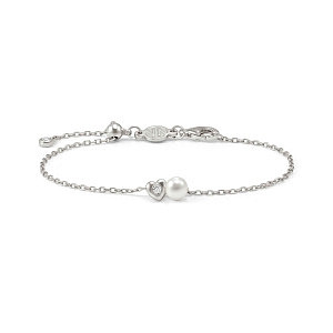 Pearls Loop Armband, Herz, Perle weiss, 18 cm
