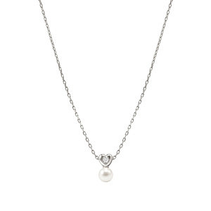 Pearls Loop Collana, Cuore, Perla bianco, 44 cm