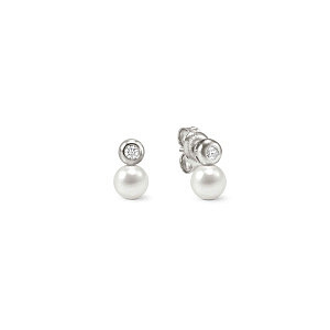 Pearls Loop Orecchini, Tondo, Perla bianco, 0.5 x 0.9 cm