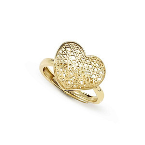 Leaf of Light Bague, Cœur, petit, One Size: 11 - 17, plaqué or