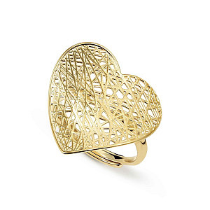 Leaf of Light Bague, Cœur, Grand, One Size: 11 - 17, plaqué or