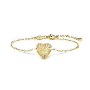 Leaf of Light Armband, Herz, klein, 19.5 cm, vergoldet