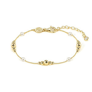 Siren Dream Bracciale, Palina, Perla bianco, 19 cm, placcato oro