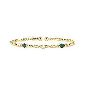 Siren Dream Bracciale, Malchite verde, Ø 5.8 cm, placcato oro