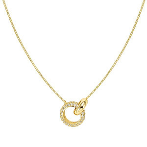 Siren Dream Collier, Cercles, Pavé blanc, 45 cm, plaqué or