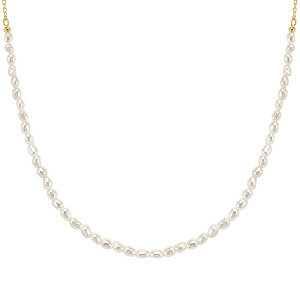 Siren Dream Collana, Perla bianco, Filare di perle, 45 cm, placcato oro