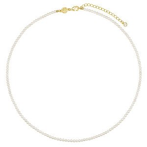 Siren Dream Collier, Perle blanche, riche, 45 cm, plaqué or
