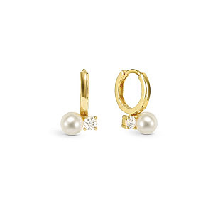 Siren Dream Boucle d'oreilles, Perle blanche, 1.1 cm, plaqué or