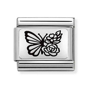 Silvershine Plate, Farfalla con fiori
