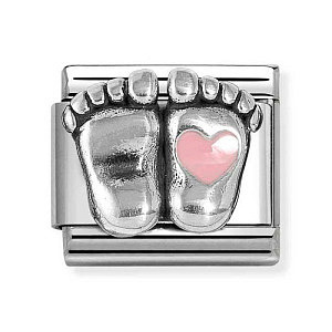 Silvershine Simboli, Piedini del bambino, Cuore rosa