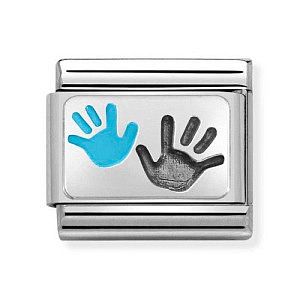 Silvershine Plate, Hände Eltern-Kind Blau