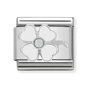 Silvershine Symbole, Kleeblatt, weiss