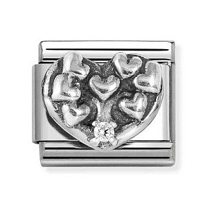 Silvershine Symbole, Herz mit Lebensbaum, CZ weiss