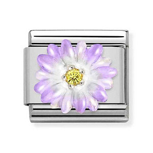 Silvershine Symbole, Blume mit gelbem CZ, Violett