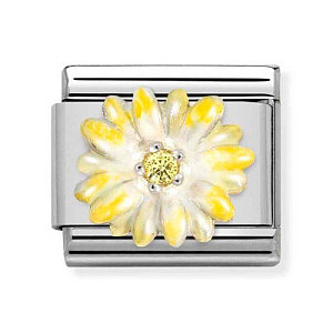 Silvershine Symbole, Blume mit gelbem CZ, Gelb