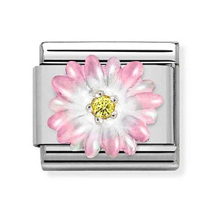 Silvershine Simboli, Fiore con CZ giallo, Rosa