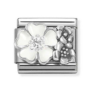 Silvershine OX Symbole, Blume weiss, CZ weiss