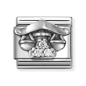 Silvershine Sternzeichen Relief, Waage, CZ weiss