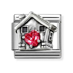 Silvershine OX Simboli, Casa con il cuore, CZ rosso