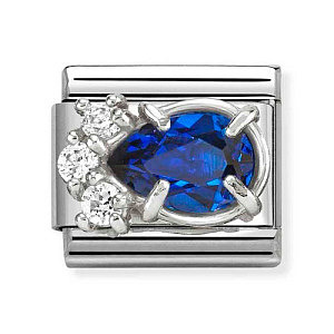 Silvershine CZ Sfaccettato, Goccia, CZ blu