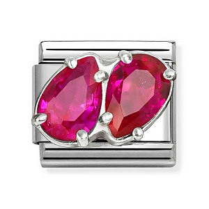 Silvershine Cz Facettiert, 2 Tropfen, CZ rot