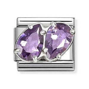 Silvershine Cz Facettiert, 2 Tropfen, CZ violett