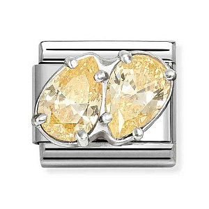 Silvershine CZ Sfaccettato, 2 Goccia, CZ giallo