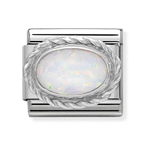 Silvershine Gemma Ovale, Opale bianco