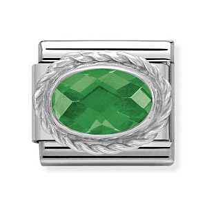 Silvershine CZ Sfaccettato, Verde Smeraldo