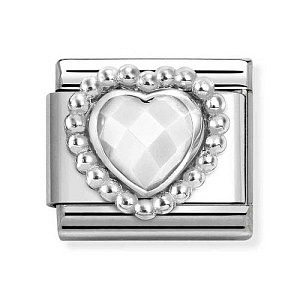 Silvershine STEIN Facettiert, Herz, Opal weiss