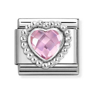 Silvershine CZ Sfaccettato, Cuore, Rosa