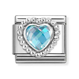 Silvershine CZ Sfaccettato, Cuore, Celeste