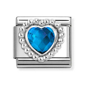 Silvershine CZ FACETTIERT, Herz, Blau