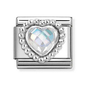 Silvershine CZ FACETTIERT, Herz, Weiss