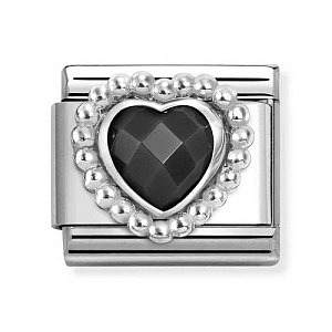 Silvershine CZ FACETTIERT, Herz, Schwarz