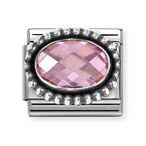Silvershine CZ Sfaccettato, Rosa, Vintage Look