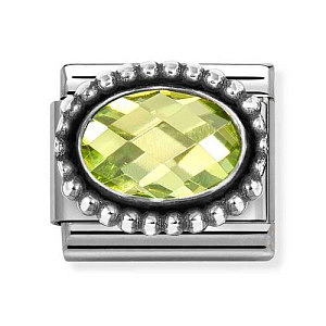 Silvershine CZ Sfaccettato, Verde, Vintage Look