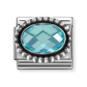 Silvershine CZ Sfaccettato, Celeste, Vintage Look