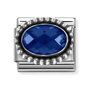 Silvershine CZ Sfaccettato, Blu, Vintage Look