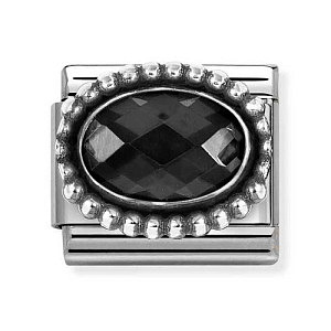 Silvershine CZ Sfaccettato, Nero, Vintage Look