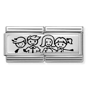 Silvershine Double Plate, Familie mit Tochter und Sohn