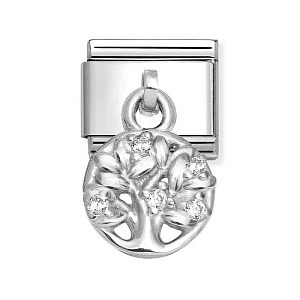 Silvershine Charm, Albero Vita, CZ bianco